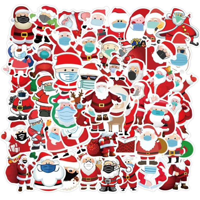 

10/30/50PCS Christmas Santa Claus Cartoon Children's Toy Graffiti Laptop Waterproof Car Sticker Gift Wholesale