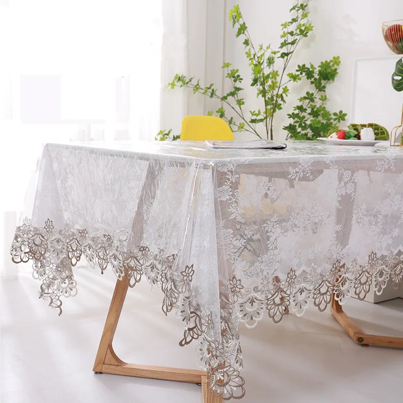 

Transparent Soft Glass Table Cloth Soft PVC Drooping Tablecloth Transparent Embroidered Square Table Cloth Waterproof Table Mat