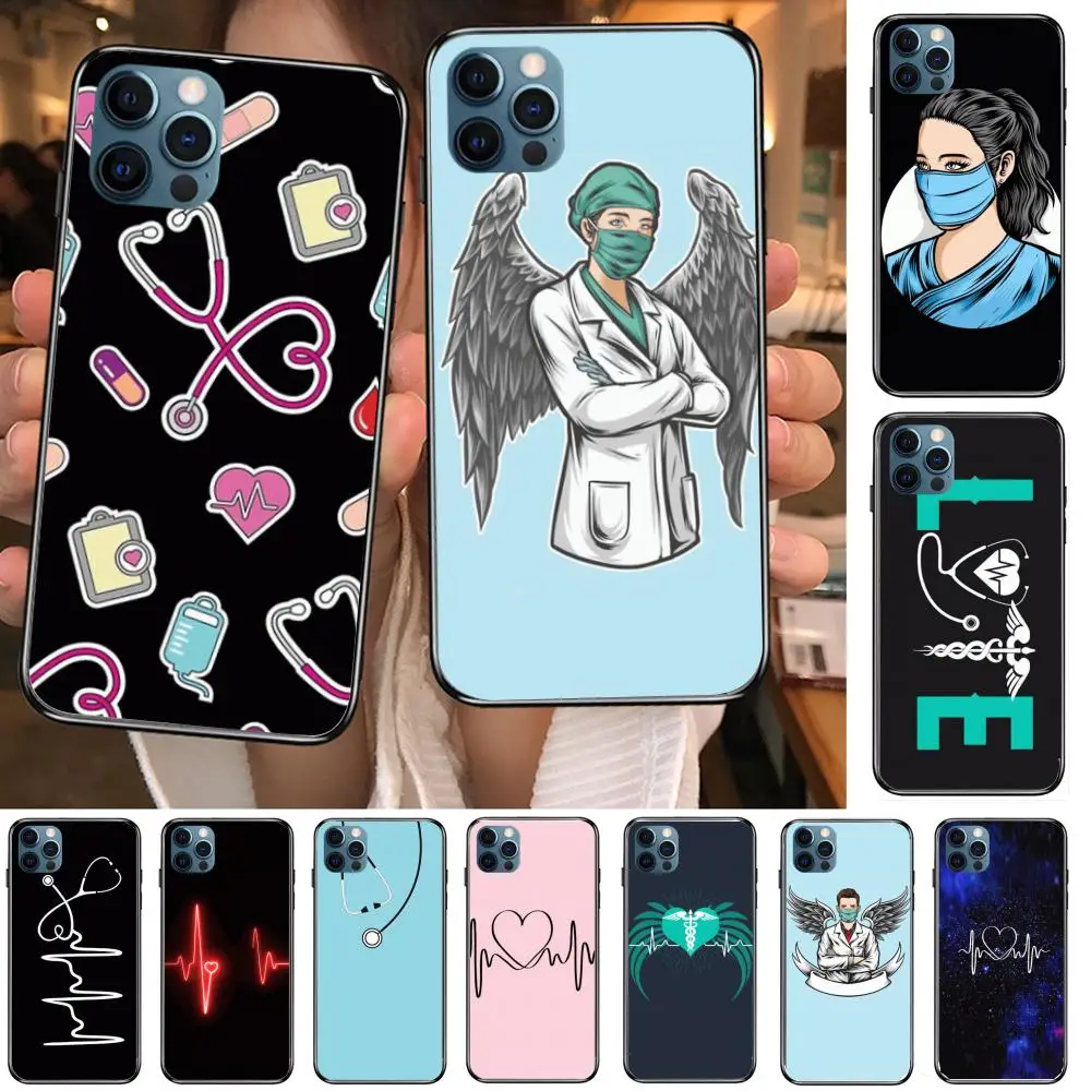 Чехол для телефона Doctor angel с кардиограммой iphone 12 pro max 11 8 7 6 s XR PLUS X XS SE 2020 mini black cell