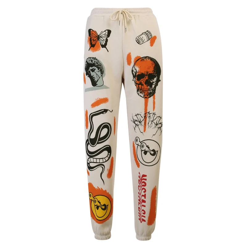 

Women Sweat Pant Harajuku Cartoon Printed Trousers Jogger 2021 Drawstring Cargo Pant