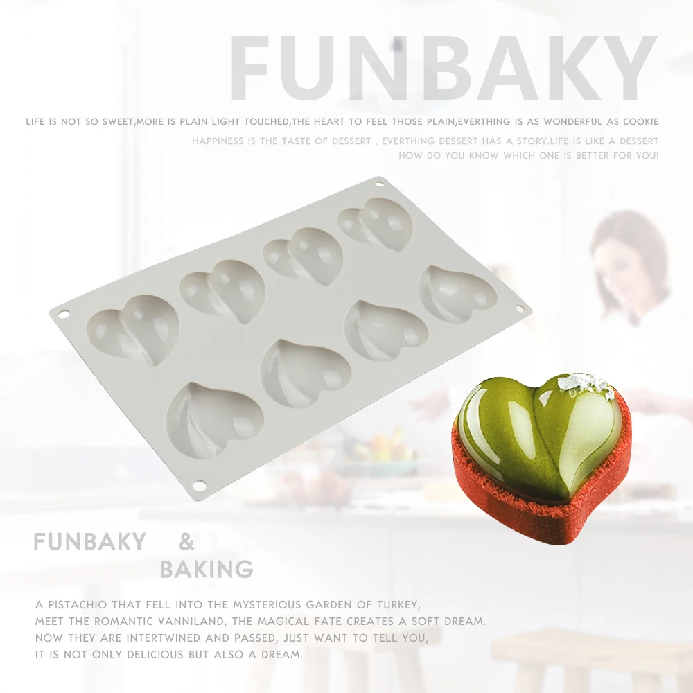 FUNBAKY 8 полости силиконовая форма сердце украшения торта инструменты для выпечки