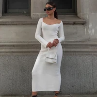 sexy bodycon knitted maxi dress women autumn ribbed off shoulder 2021 backless skinny evening party dresses elegant long sleeve