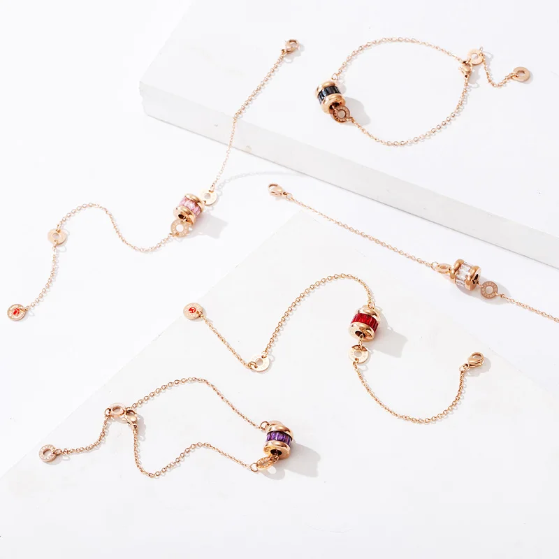 Браслет YUN RUO из титановой стали с римскими цифрами и фианитом подарок на день