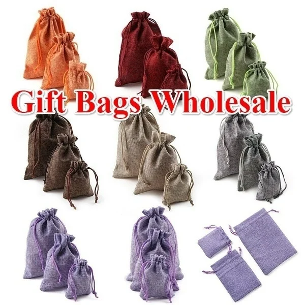 Льняной мешок Hessian Мешковина конфетный Органайзер Сумка на шнурке свадебный