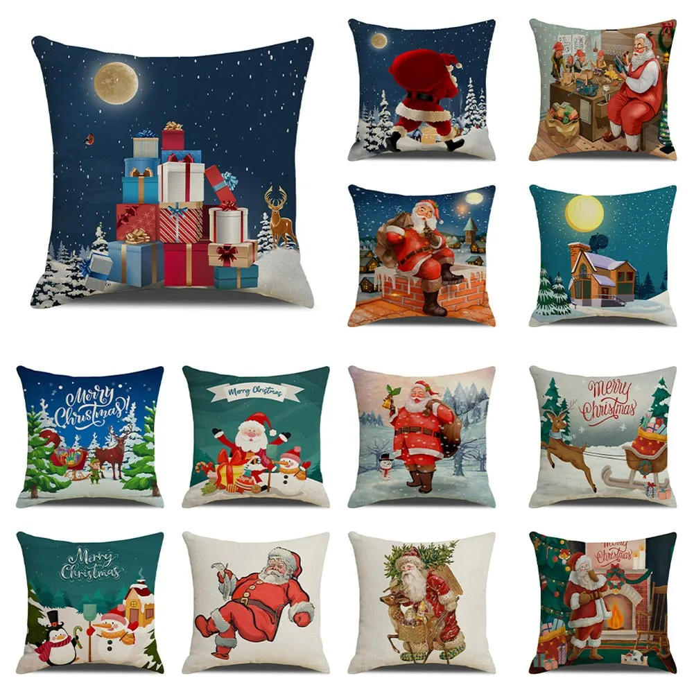 

18\" Christmas 3D Santa Cushion Cover Throw Pillow Case Xmas Pillowcase Home Sofa Car Decor Christmas Decoration House