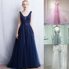 Новое Элегантное женское банкетное бальное платье, свадебное платье подружки невесты, вечернее кружевное платье с V-образным вырезом