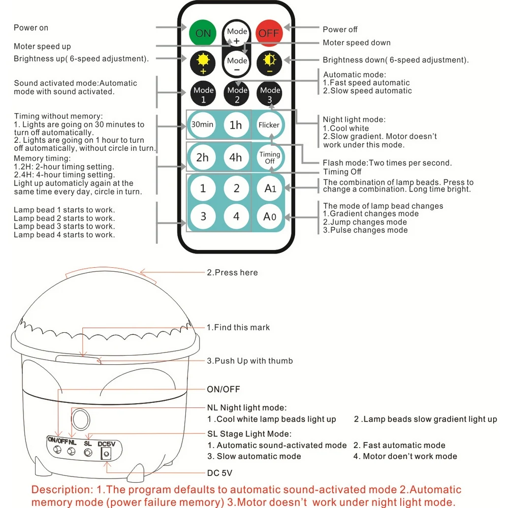Проекционная лампа звездное небо с USB-зарядкой и дистанционным управлением |