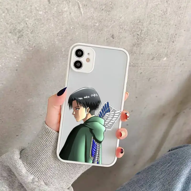 

Hot Anime Attack On Titan Phone Case For iPhone 12 11 Mini Pro XR XS Max 7 8 Plus X Matte transparent White Cover