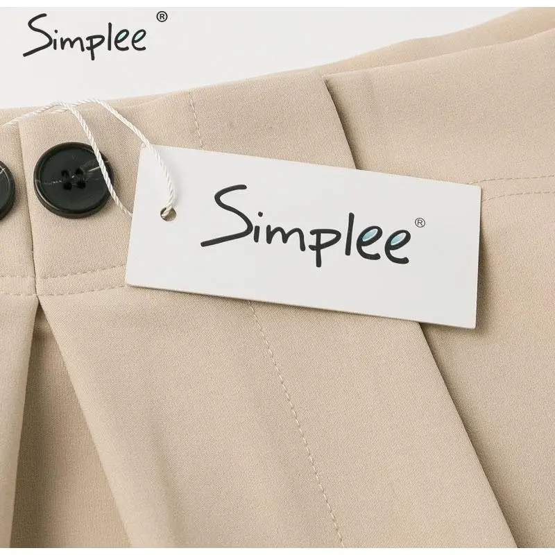 Simplee Solid повседневные женские брюки высокая талия офисные женские пиджак костюм брюки Свободные женские брюки