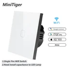 Настенный сенсорный переключатель Minitiger TuyaSmart Lifeewelink, Wi-Fi, 1 переключатель, стеклянная панель, умный дом, беспроводная Автоматизация