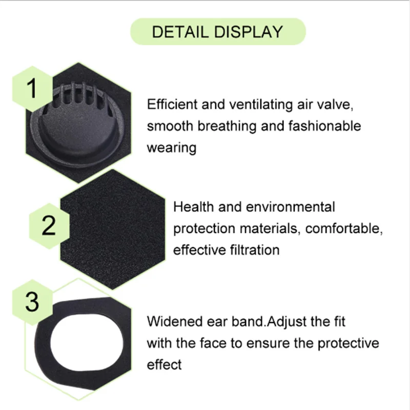 

1/3/10pcs Black Mask with Filter Fashion PM2.5 Dust Mask Protective Mask Washable Reused Black Face Mask Respirator Mouth Mask