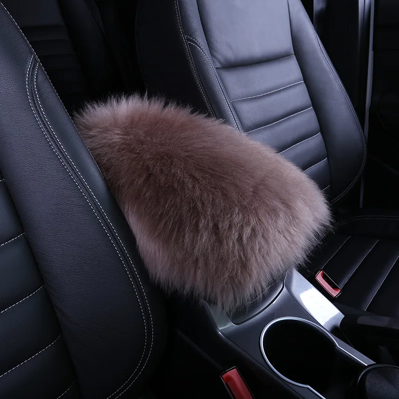 Новый Зимний теплый меховой плюшевый автомобильный подлокотник центральный