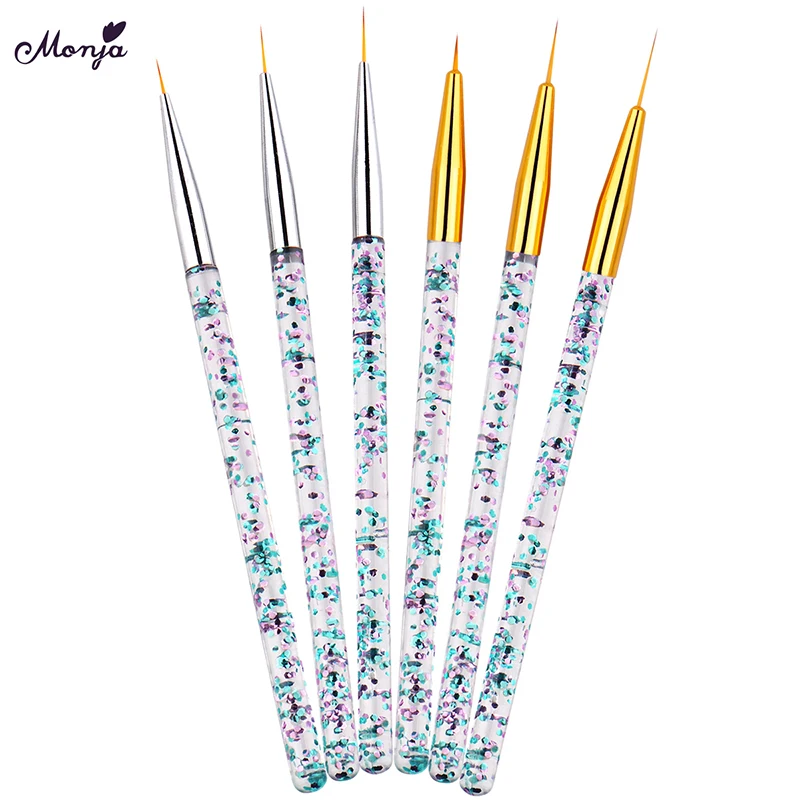 Monja 3 шт./компл. кисть для рисования ногтей с прозрачной ручкой в полоску акриловый