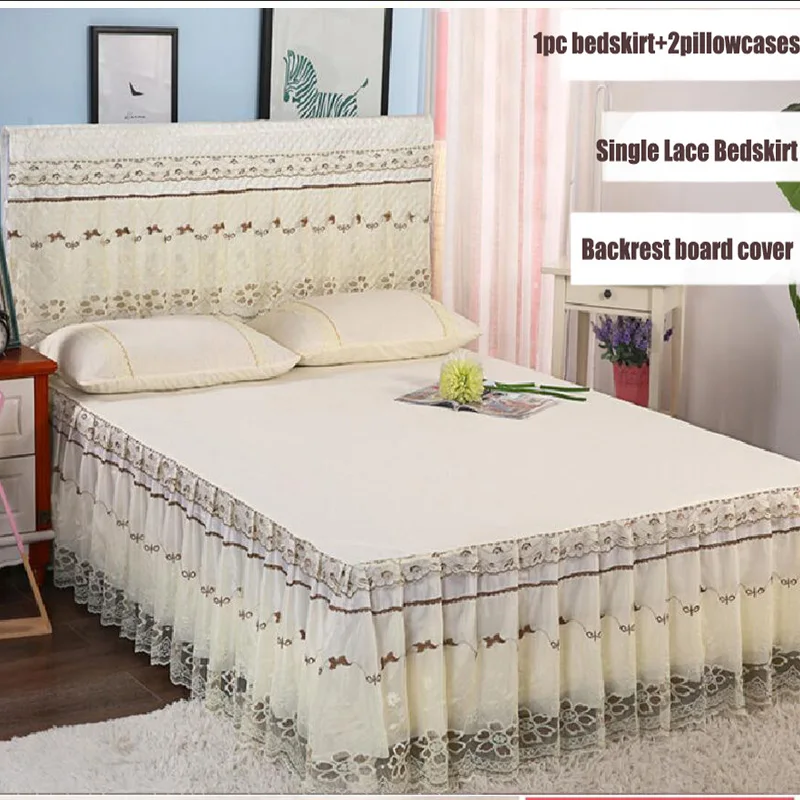 Однотонный Комплект постельного белья из 3 предметов с кружевными краями