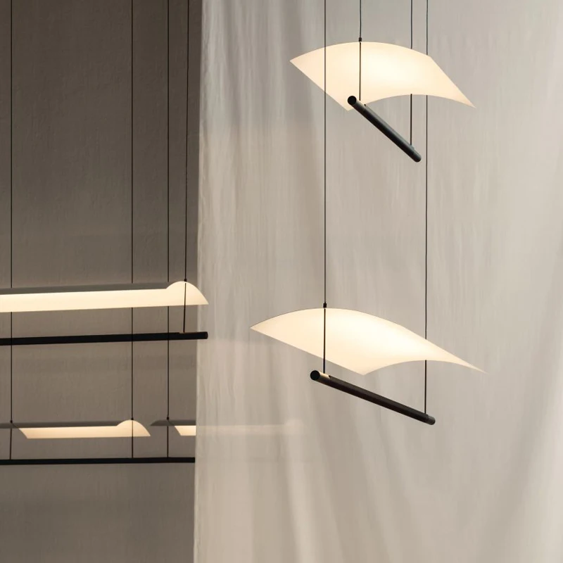 구매 라이트 럭셔리 포스트 모던 미니멀리스트 북유럽 라인 샹들리에 레스토랑 바 사무실 긴 샹들리에