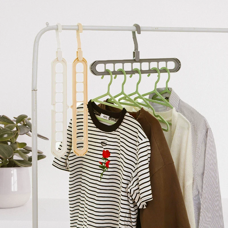 

9 Hole Clothes Hanger Multi-function Folding Hanger Rotating Clothes Hanger Wardrobe Drying Clothes Hanger Home Organizer