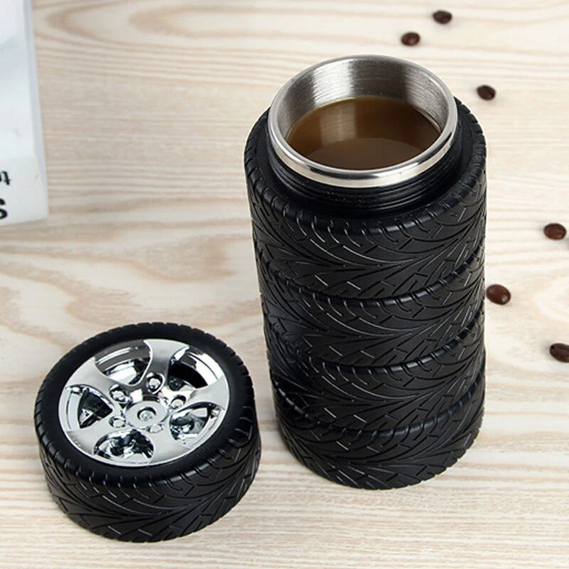 

320ML Coffee Cup Leak-Proof Automobile Tire Cup 304 Stainless Steel Water Cup Office Coffee Mug Man Non-slip Travel Cup With Bag