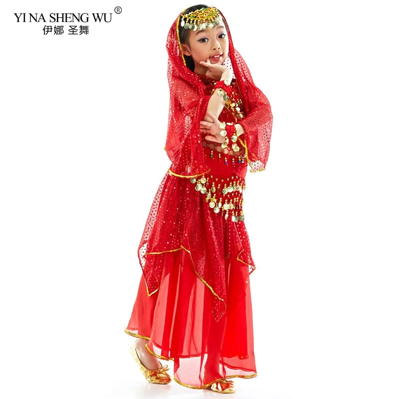 

Belly Dance Costumes for Kids Girls Children Belly Dance Skirt Bollywood Dancing Performance Competition Indian Costume 3 Color