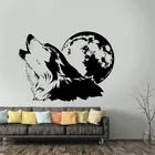 Виниловая наклейка на стену с изображением воющего волка и полнолунного луна, художественный домашний декор для гостиной, спальни, Съемные Фрески, предметы домашнего обихода A368