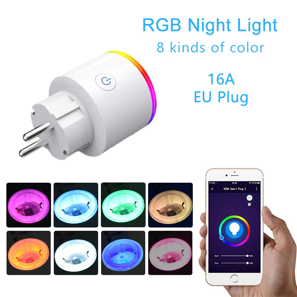 RGB WiFi умная розетка приложение Tuya Smart Life App беспроводная Wifi с Google Home Alexa голосовое