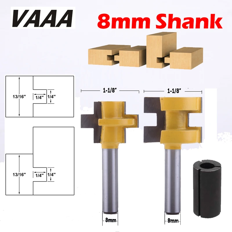 

2PC 8mm Shank Mini Tongue & Groove Router Bit Set Line knife Woodworking cutter Tenon Cutter for Woodworking Tools
