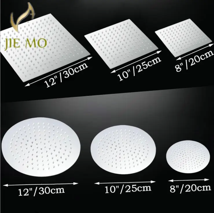 Ультратонкая круглая и квадратная душевая головка из нержавеющей стали 12/10/8/6/4