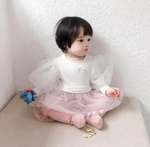 5 шт./лот рубашки для маленьких девочек детская одежда топы с длинными рукавами и