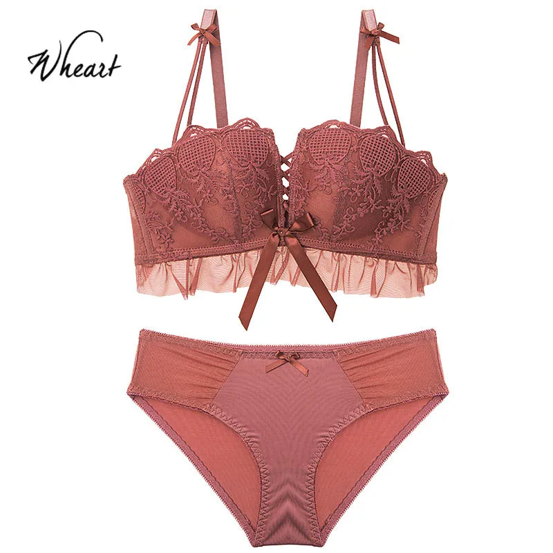 Женский кружевной бюстгальтер с эффектом потертости красный и зеленый цвета