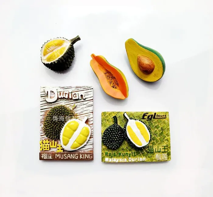 

Fridge Magnet Home Decoration Creative 3D Simulation Fruit Resin Band Magnetic Iron Pomegranate Pomegranate Papaya Avocado