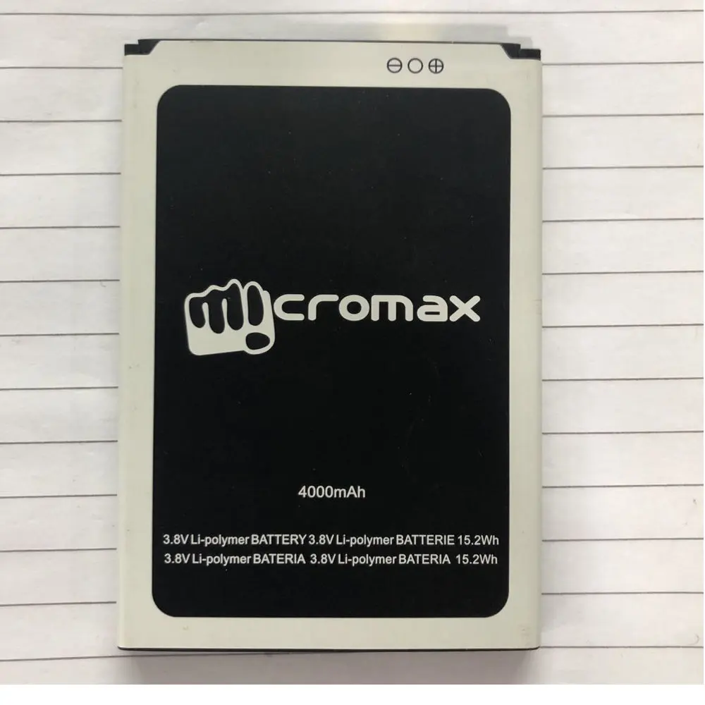 Battery 4000mAh 3.8V 15.2wh Rechargeable Li-ion phone battery For Micromax Cell phone batterie