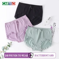 women pure cotton panties 3pc high elasticity abdomen lady brief female seamless plasticity underwear graphene 3a antibacterial