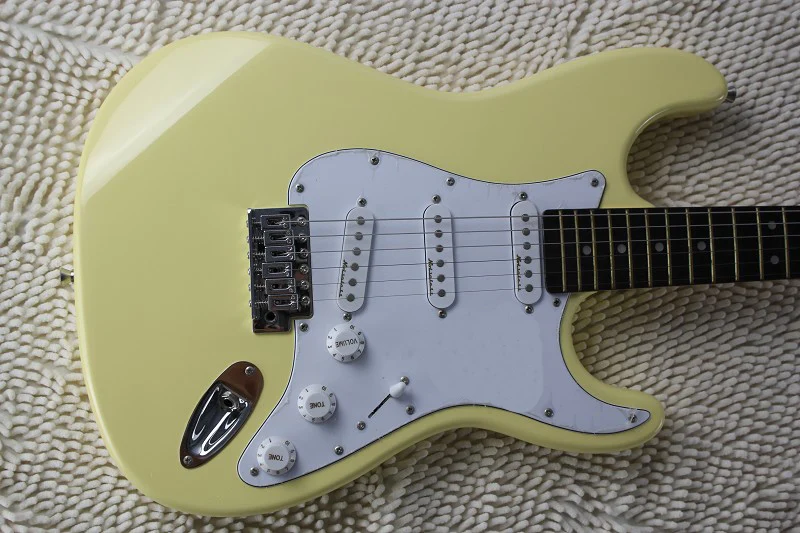 Фабрика магазин желтый кремовый палисандр гриф ST с подписью 6 струнная