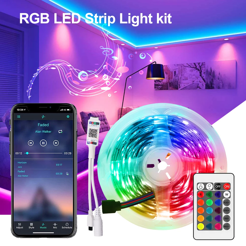 

Bluetooth LED Strip Light RGB 5050 SMD 2835 Flexible Ribbon fita led light strip 5M 10M 15M 20M Remote Control Tape Diode 12V DC