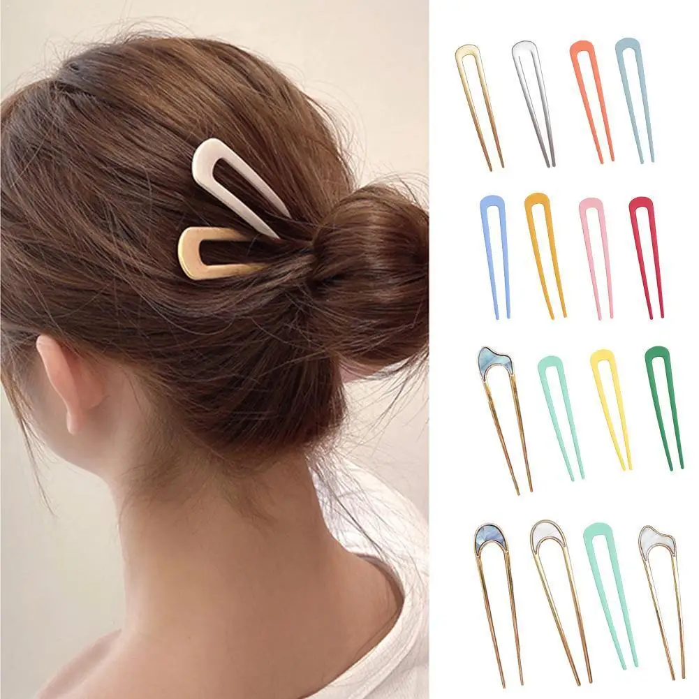 

2020 Simple Hair Accessories Acrylic Candy Color Hairpin Ladies Pin Bunch Metal Headdress Shape Hairpin Hair U Q3X2