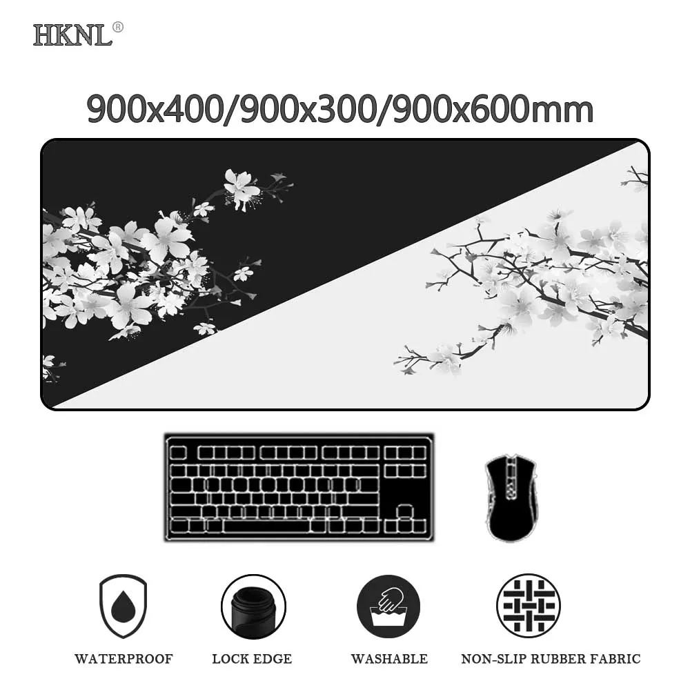

Black White Mouse Pad Flower Computer Pad Desk Protection Mats Gamer Large Pc Pink Gaming Purple Mousepads 900x300 Mat for Table