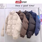 Мужская зимняя пузырьковая куртка LAPPSTER с большими карманами в стиле харадзюку, корейская мода 2022, черные парки большого размера, мужские толстые пуховики