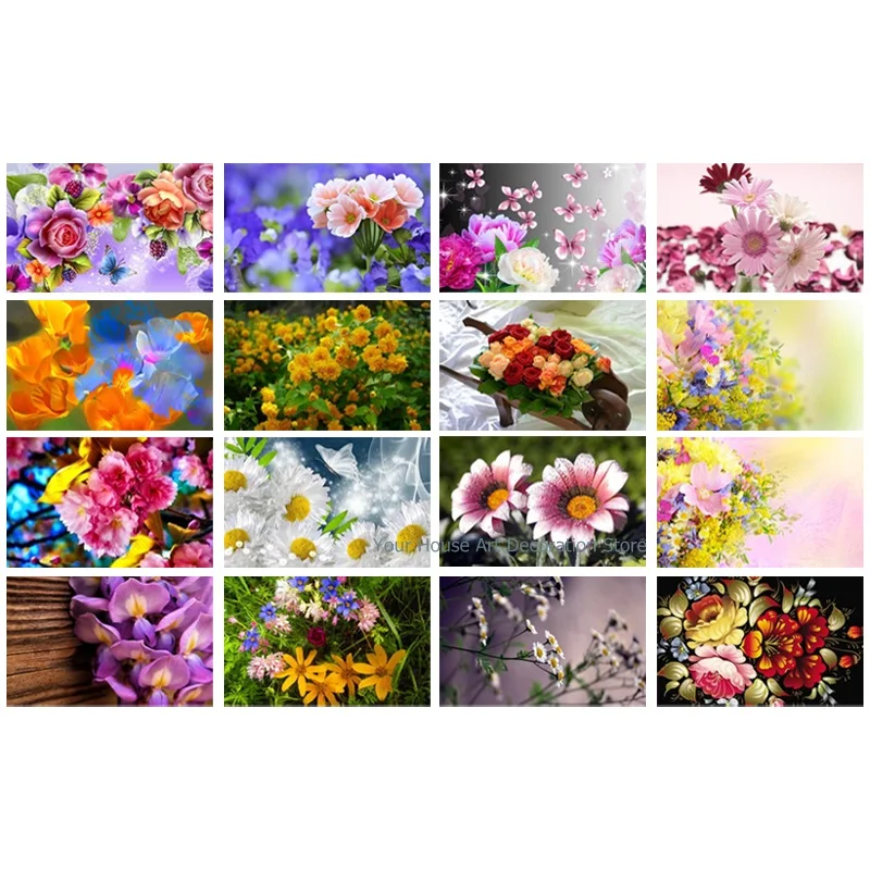 

5D Full Square/round Drill Painting Cross Stitch Embroidery Diamond Flowers Garden Art Picture of Rhinestones Home Decor
