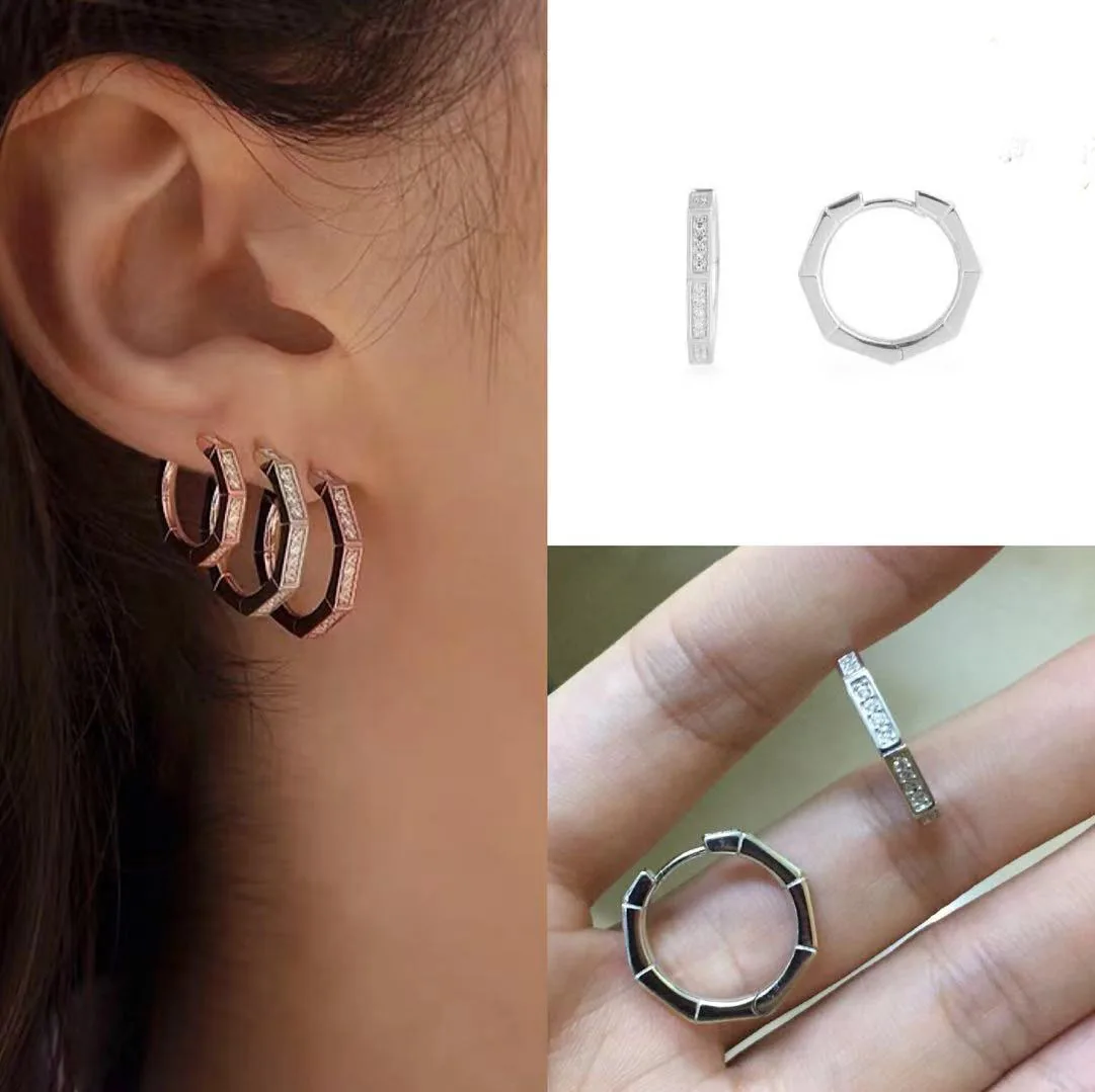 

SLJELY Luxury Brand 925 Sterling Silver Geometric Octagonal Hoop Earrings Micro Cubic Zirconia Stone Women Fashion Party Jewelry