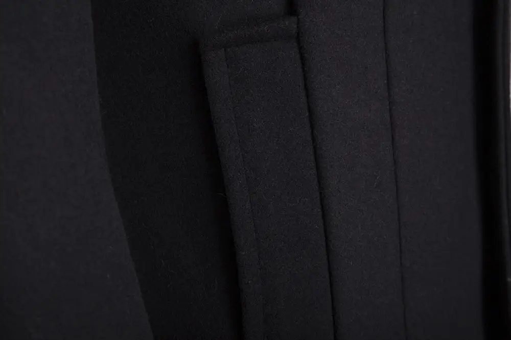 Длинное 2019l шерстяное пальто черное зимнее с воротником стойкой Мужское