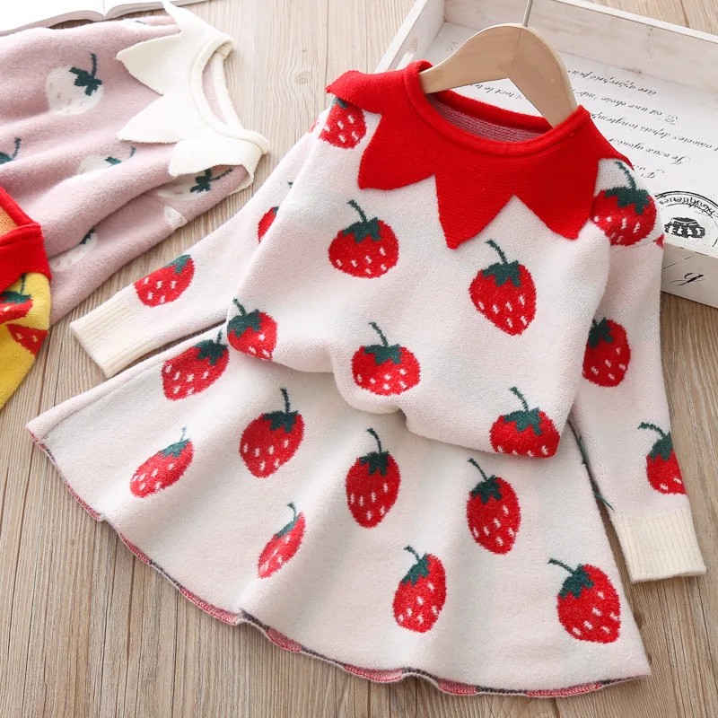 Новый Зимний комплект одежды для маленьких девочек корейский вязаный свитер