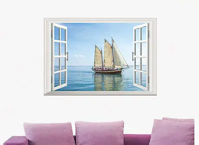 Настенная комнатная наклейка Виниловая для морского океана воды корабля лодки