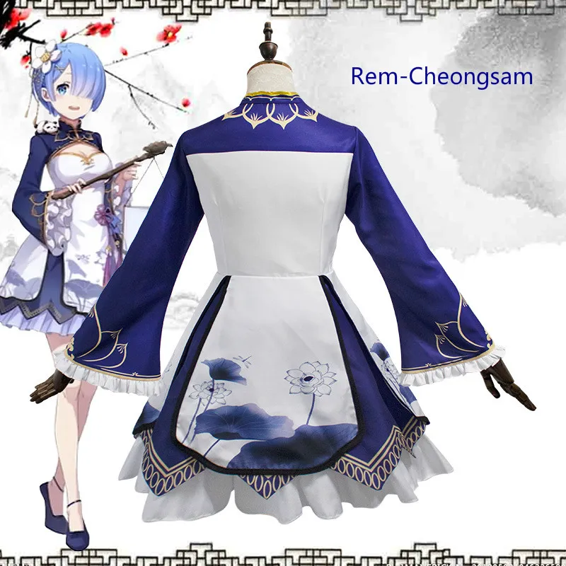 Аниме Re:zero Kara Ram Rem Косплей Костюм парик костюм на Хэллоуин платье горничной аниме