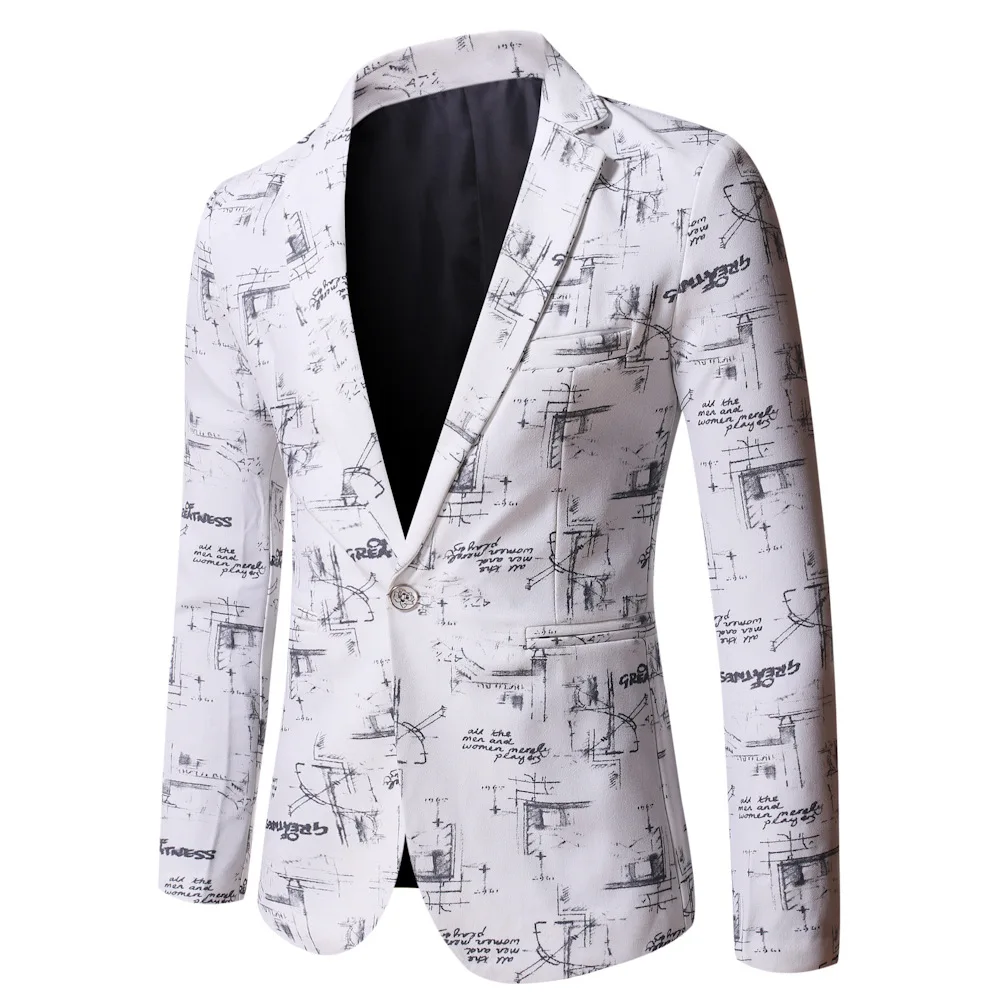 

Blazer Men 2021 Spring and Autumn New High Quality Men's Printed Lapel Slim Business Casual Long Sleeves Men Blazers