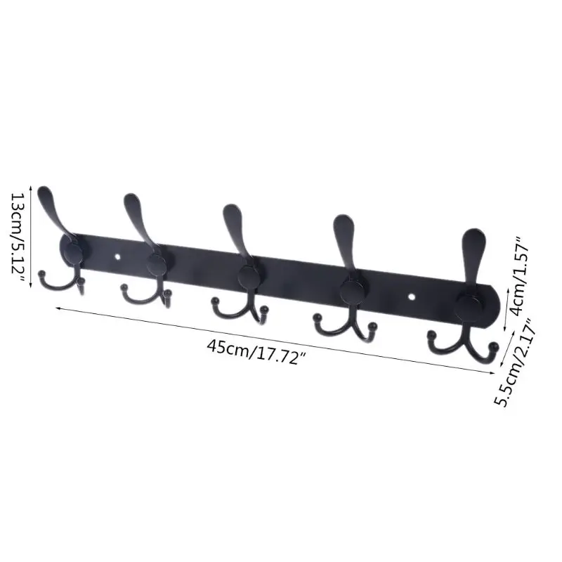 

Stainless Steel Wall Mounted Rack Metal Hanger Storage Rail Hooks Holder Hanging Towel Coat Hat Bag Robe Hanger Black Dropship