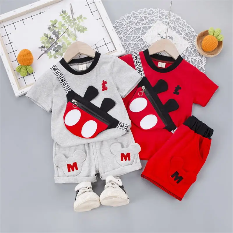 

New Summer Baby Boys Clothes Newborn Kids Clothing Sets for Children Short Sleeve Cartoon Shirts Short Pants Tracksuit Suit Sets