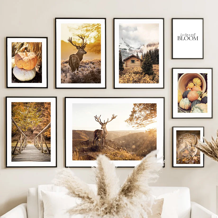 

Autumn Rural Pumpkin Deer Forest Nordic Posters And Prints Wall Art Canvas Painting Pictures For Living Room Home Decoration