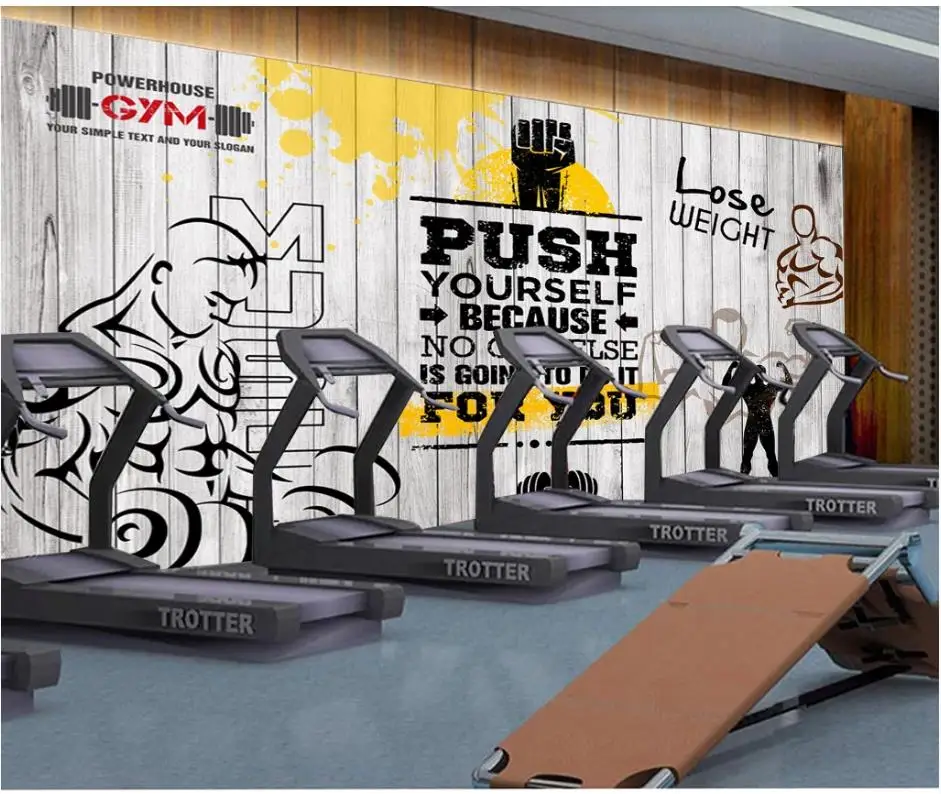 Пользовательские фото обои для стен 3 d фрески винтажные доски спорт фитнес клуб