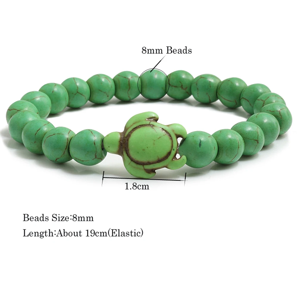 High Quality Summer Sea Turtle Beads Bracelets Classic Natural Stone Elastic Bracelets Bangle for Women Men Friend Beach Jewelry images - 6