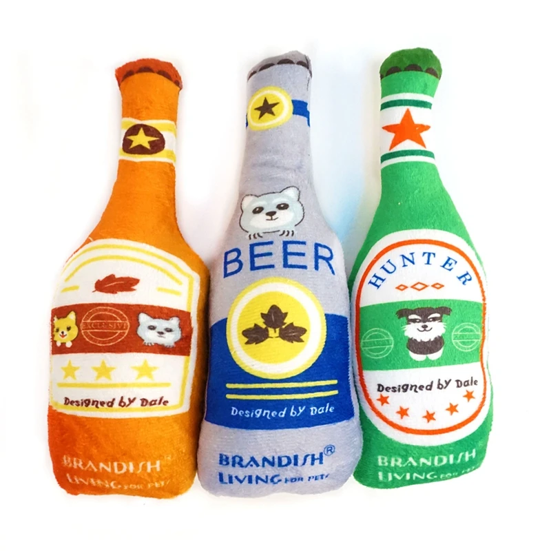 

Plush Puppy Sound Toy Interactive Wine Bottle Shape Pet Squeaky Toy Dog Chew Toy Puppy Training Toy Plush Squeaky Toy