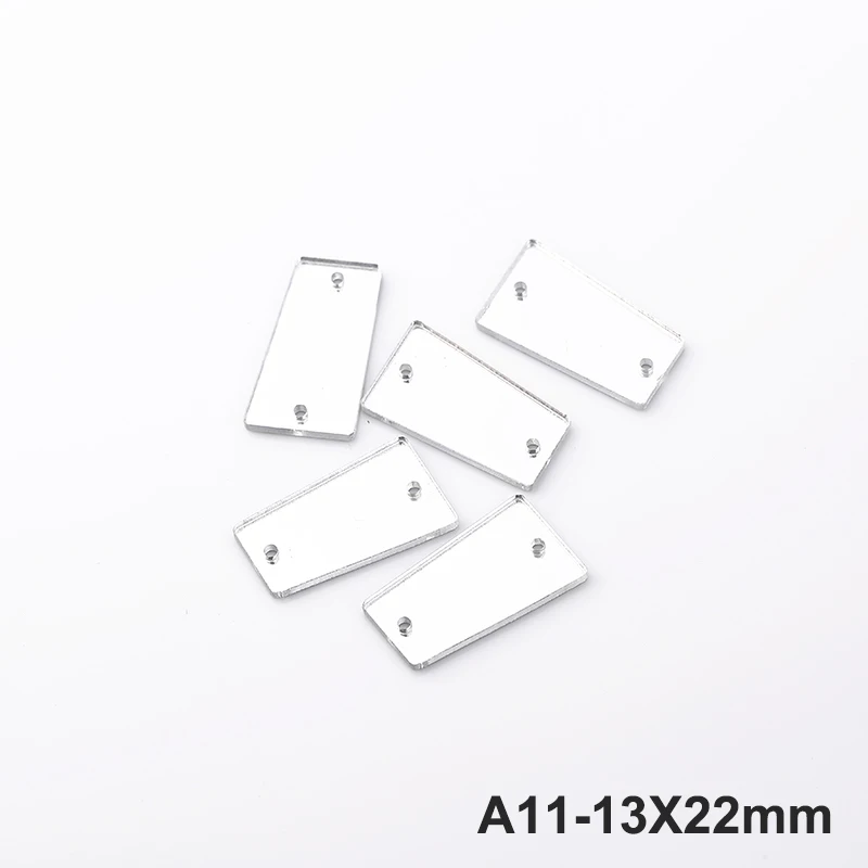 A11-13X22mm RESEN формы смешивания Пластиковые акриловые зеркальные пришитые Стразы с отверстиями с плоской задней стороной кристалл акриловый камень для пришивания для сценического костюма - Цвет: A11-13X22mm